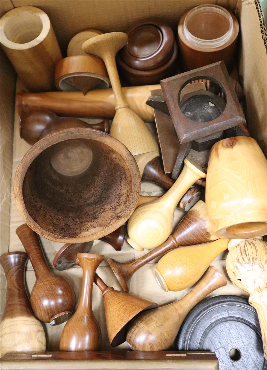 A large quantity of contemporary treen vessels and objects